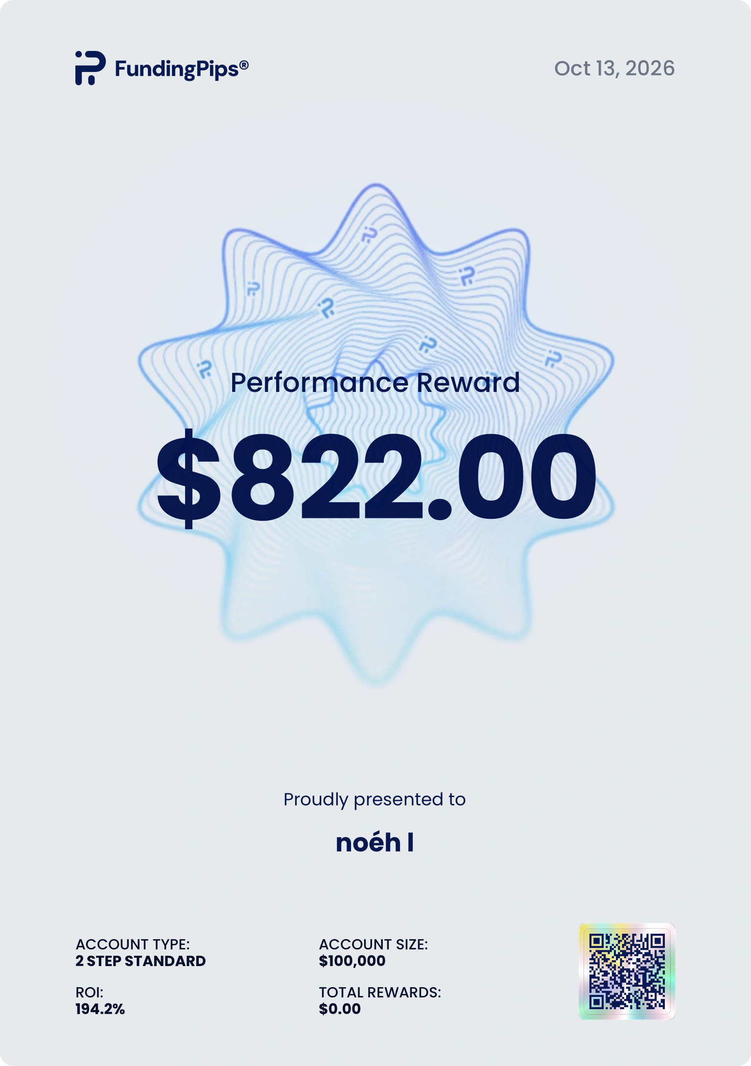 Payout certificate
