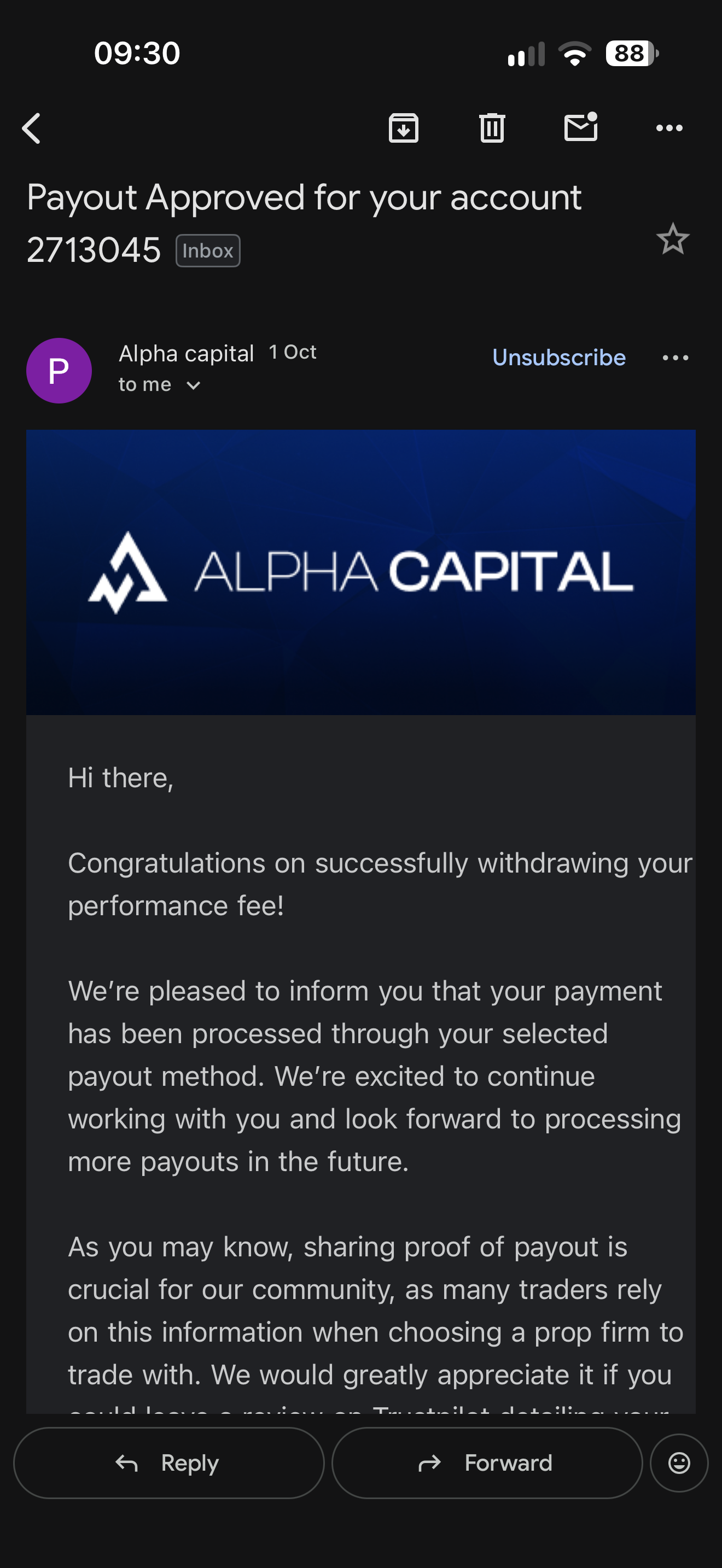 Payout certificate